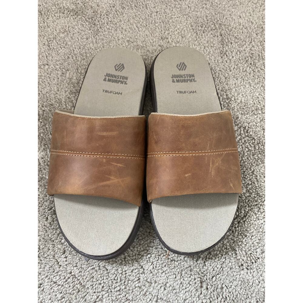 New Johnston & Murphy Men's Leather Slide Sandals Size 8